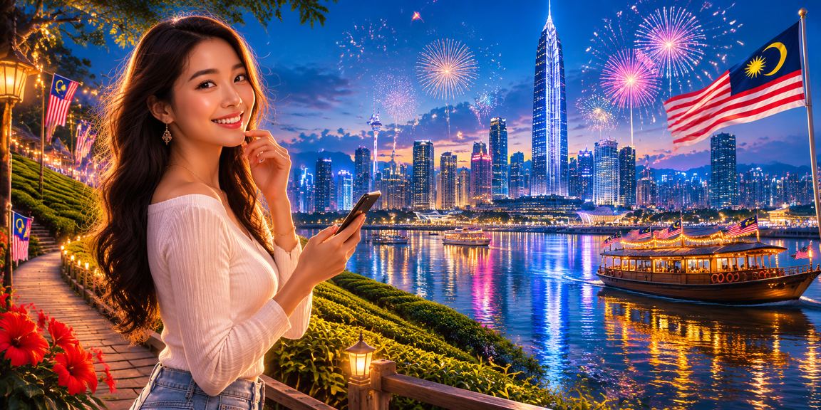 Pemain Malaysia memainkan slot jackpot dari telefon mudah alih di Kuala Lumpur